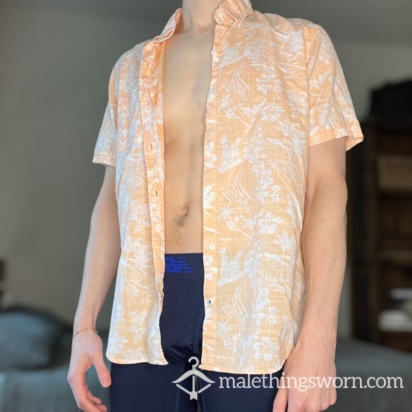 SWEATY SHIRT USED From A College Jock Twink Worn For 1 WEEK STRAIGHT (Tropical Orange/white)