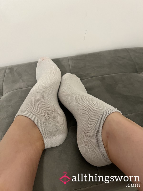 Sweaty, Well Worn S**y White Socks