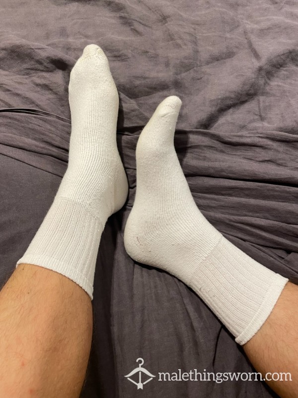 Sweaty White Gym Socks With C*m