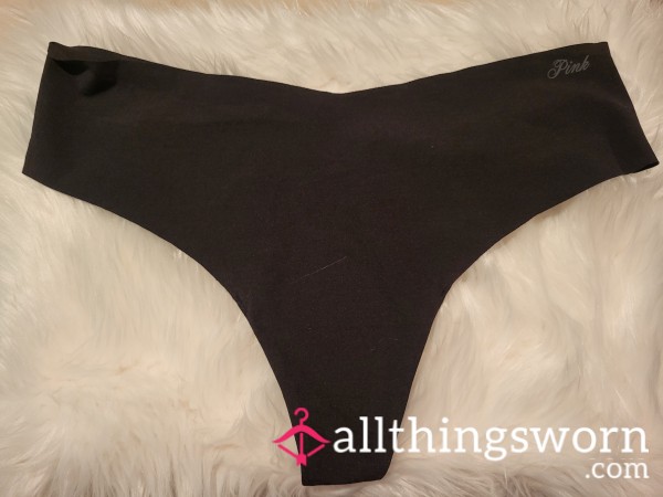 T40: XL Black With Gold PINK No Show Thong