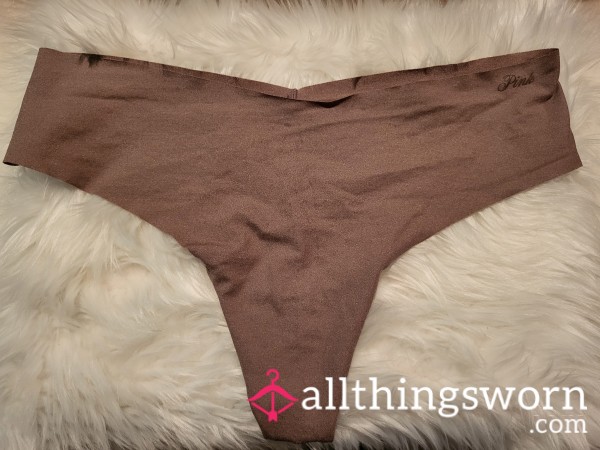 T8: XL PINK Brown No Show Thong