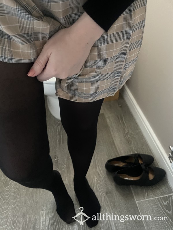 Taking Down My Tights At Work… Not Wearing Panties!