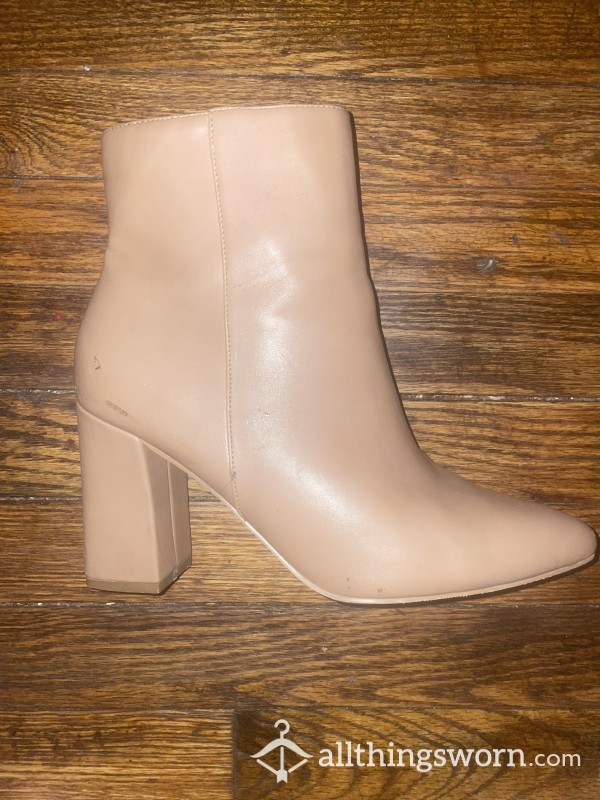 Tan Chunky Heel Boots