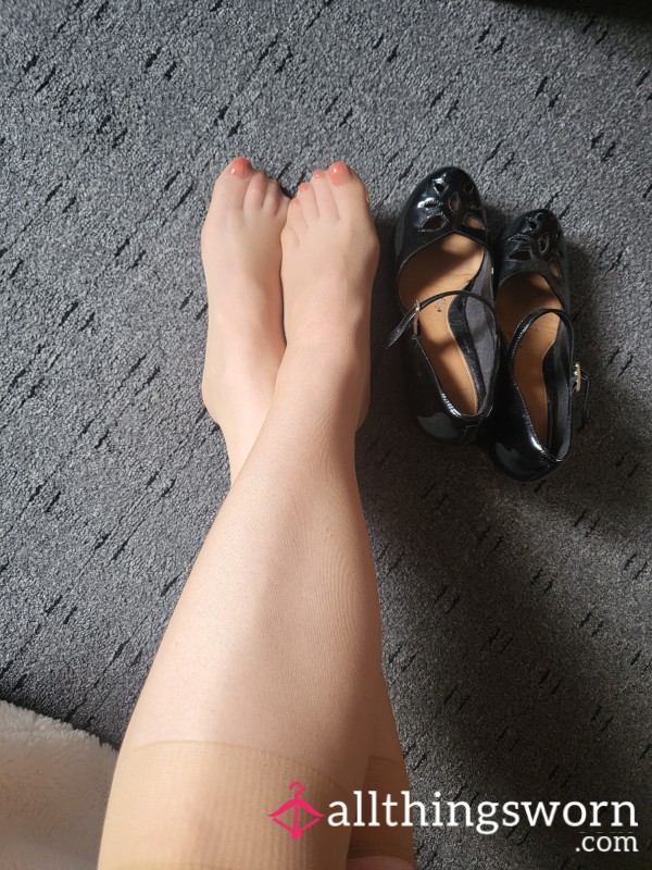 Tan Coloured Nylon Knee Highs