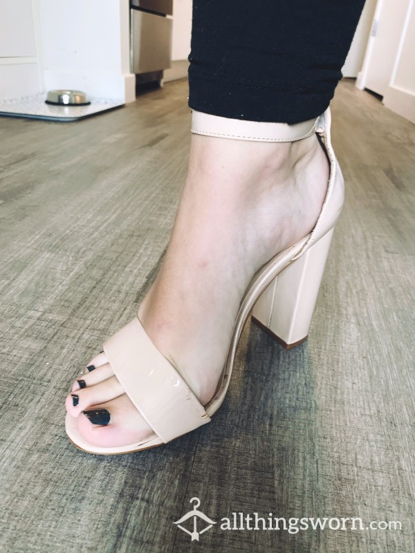 Tan Open-toed Wedge Heels