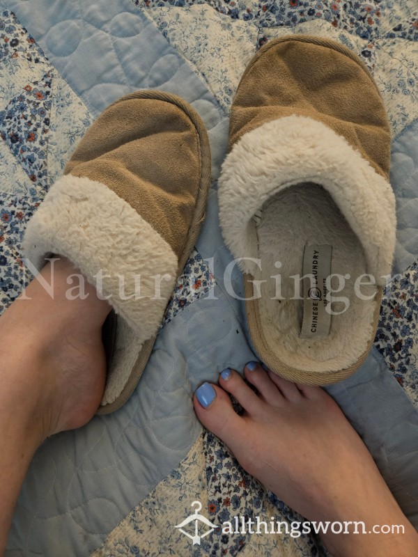 Tan Worn Slippers