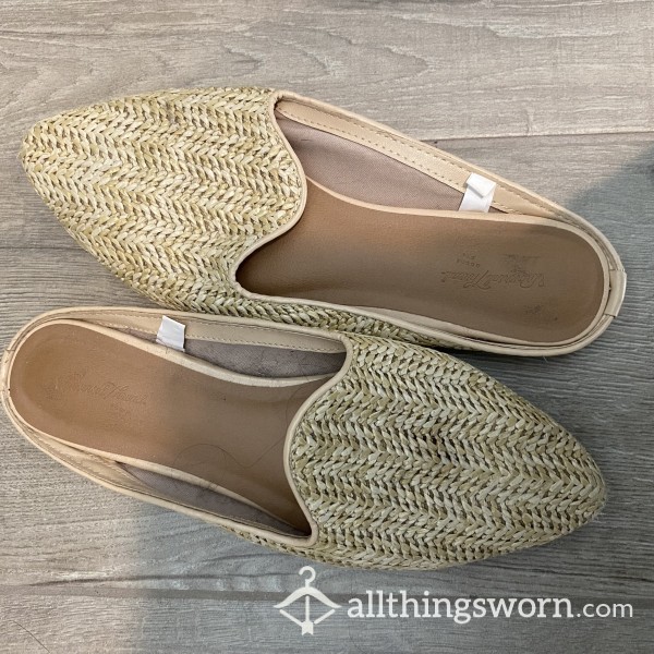 Tan Woven Slip-on Flats