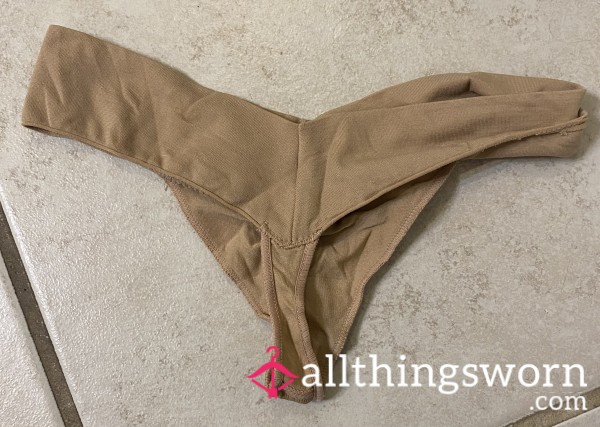 Tan XS Thong That I Came In. My Ripe Pu**y Scent.. Stiff And Crusty.