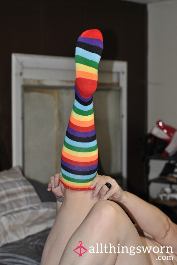 TarheelMilf's Colorful Cotton Over-the-Knee Socks: A Rainbow Of Sensuality