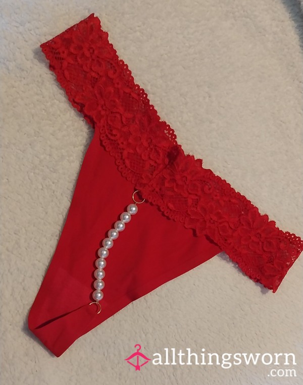 🍓Tasty Red Lace Pearls, 48hr Wear, Proof Of Wear Pics Included🍓