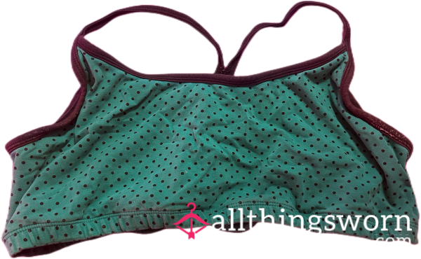 Teal And Black Polkadot Sports Bra