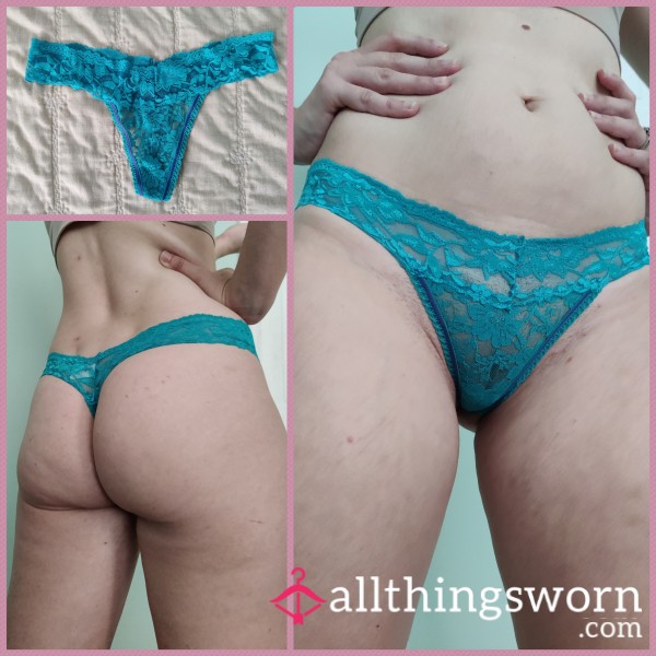 Teal Lace Thong