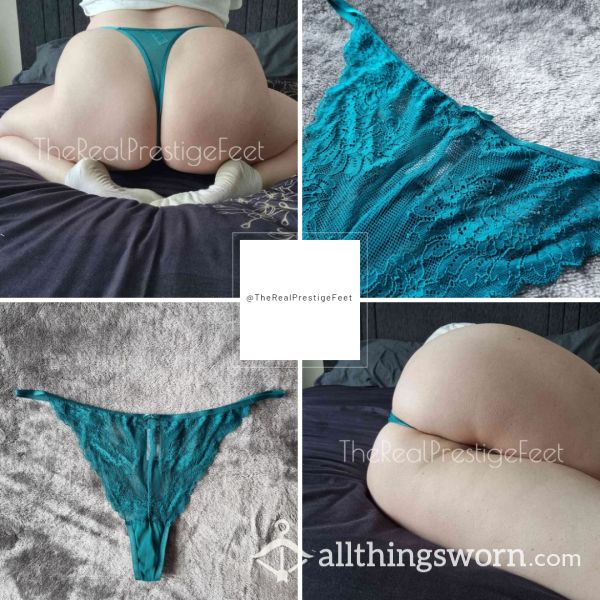 Teal Lace Thong | Size 16 | 2 Days Wear | Includes Pics & Premade Video | See Listing Photos For More Info - From £18.00 + P&P