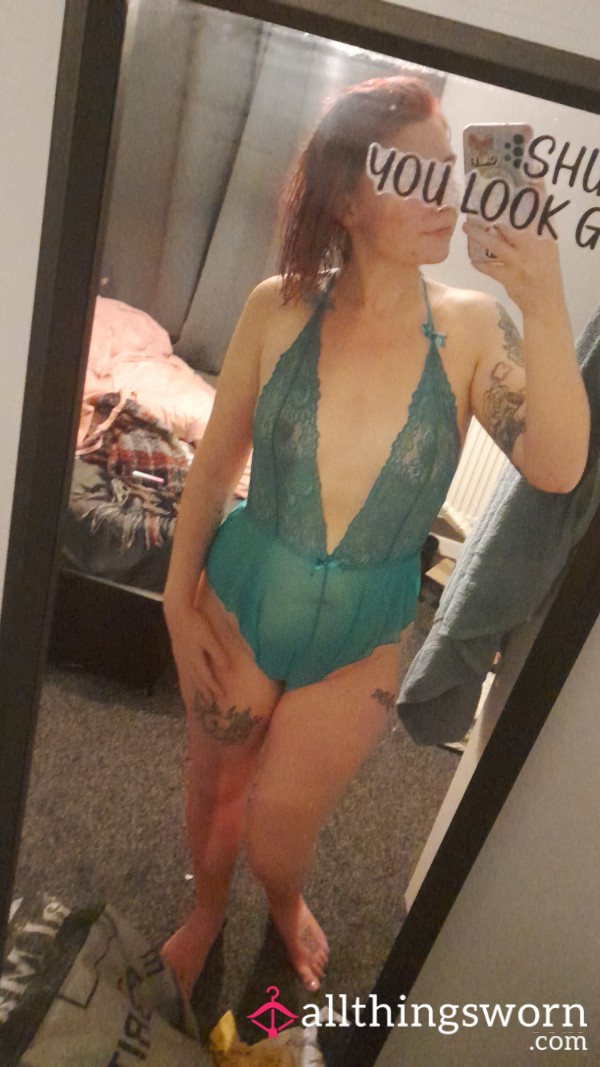 Teal Lingerie. All In One, Very Wet