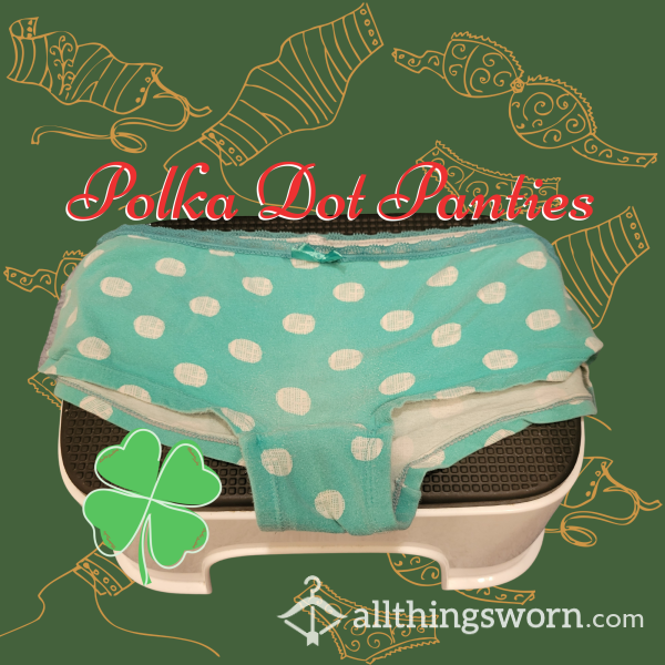 🩲 Teal Polka Dot Lace Panties 🤤