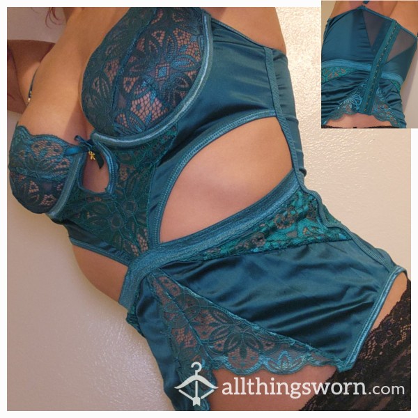 Teal Satin Lace Bodice