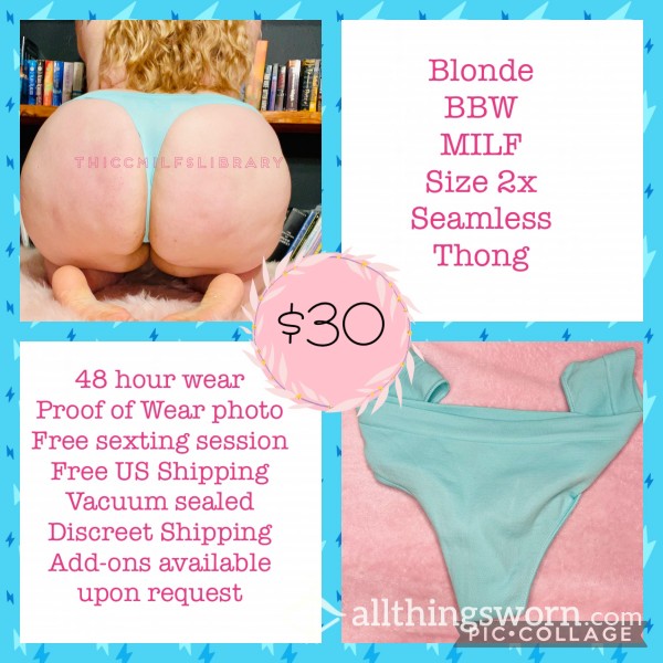 Teal Seamless Thong Worn By Blonde BBW MILF