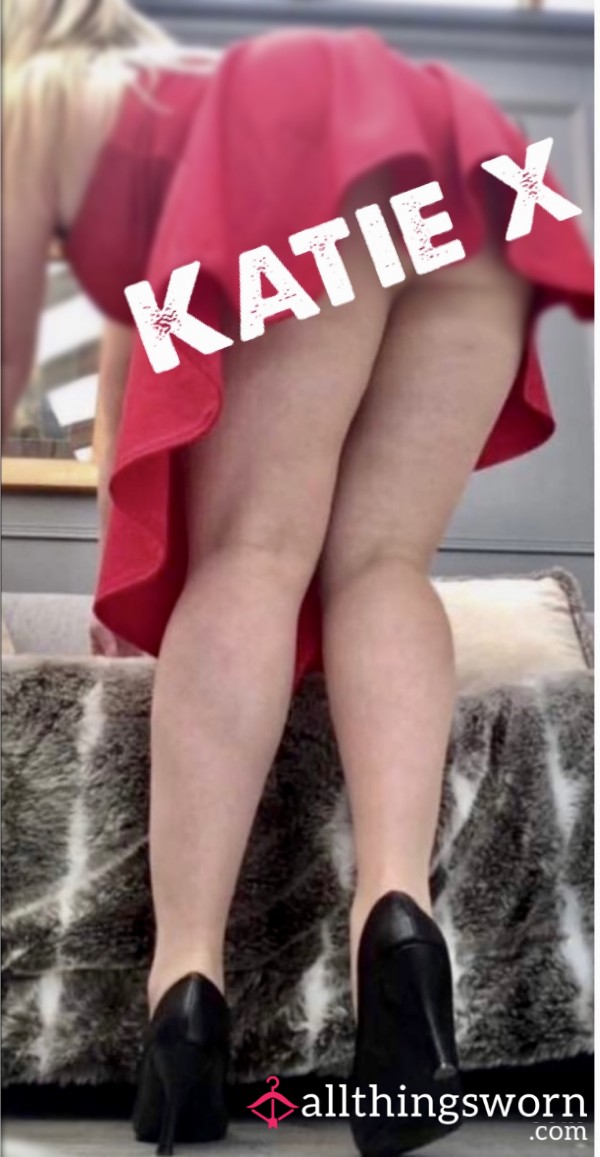 Tease Photo Set (Red Dress, Tan Nylons)