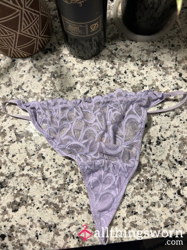 TEENY TINY PURPLE LACE SAVAGE THONG Size 14/16