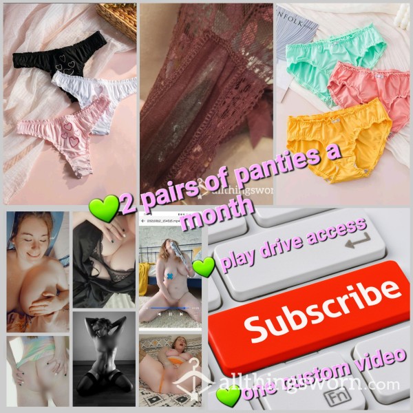 The Ultimate Pantie Subscription !! 2 Pairs Of Panties, A Custom ,  And My Entire Play Drive , Pu**y Pops, Experiences And More  8 Items Total 😈!!