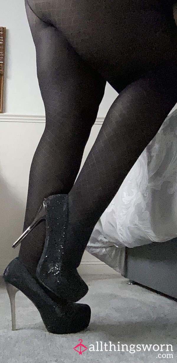 Thick Blk 60 Denier Patterned Tights