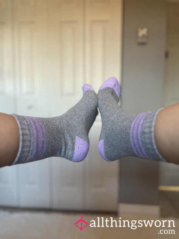 Thick Grey / Purple Socks