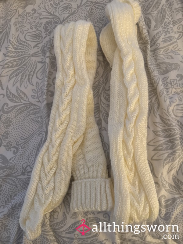 Thigh High Cable Knit Socks