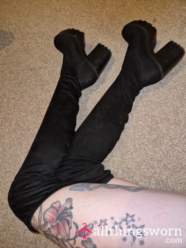 Thigh High Heel Boots Size 5