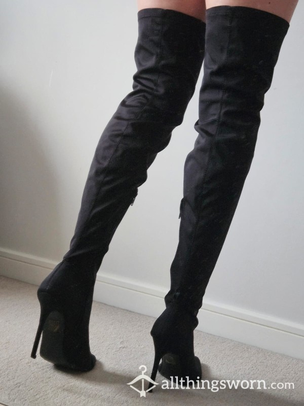 Thigh High Nylon Boots - Well Worn!