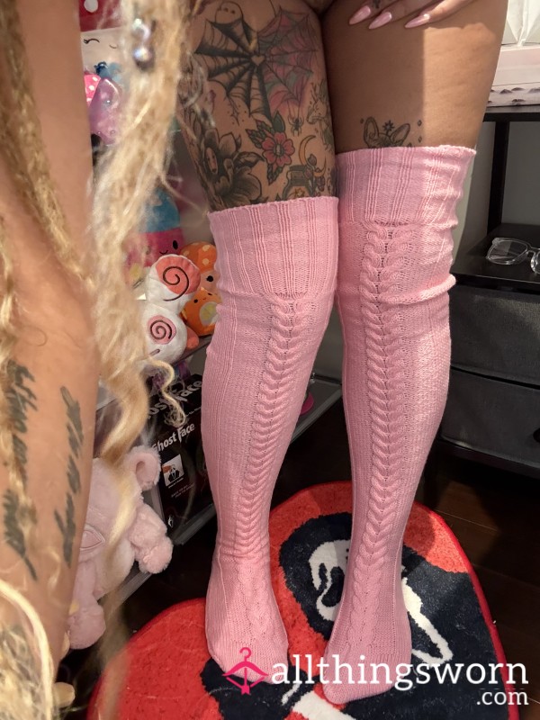 Thigh High Pink Stockings 24/hr Wear