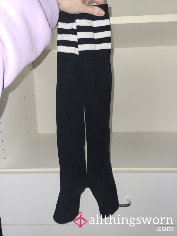 Knee High Stripes , Black And White