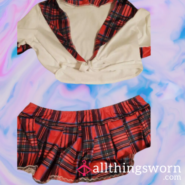 This Naughty Pink And White Plaid Set Will Have You Begging For Detention!