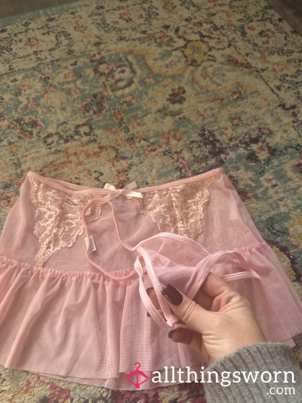 Thong And Matching Sheer Skirt; As Worn In My Instant Content, New Seller Price