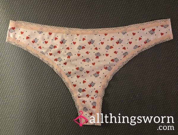 Thong Satin Panties With Little Hearts ♥️