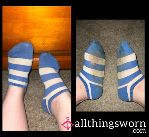 Threadbare Striped Blue And White Ankle Socks