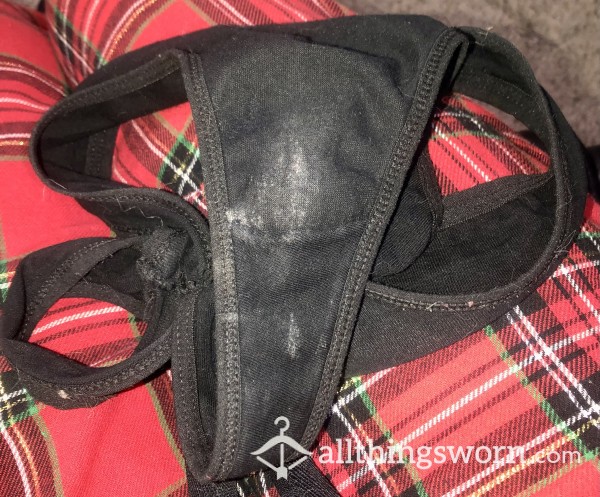 Three Days Worn, Black Cotton Thong With My C*m $20. +5 FREE XXX PHOTOS After Purchase 😍 DM Me For More💋