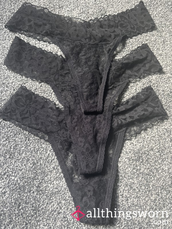 Three Pairs Of S**y Worn Lace Thongs