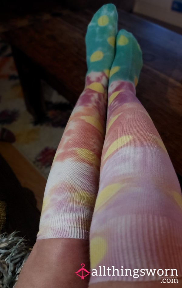 Tie Dye Over Knee Socks