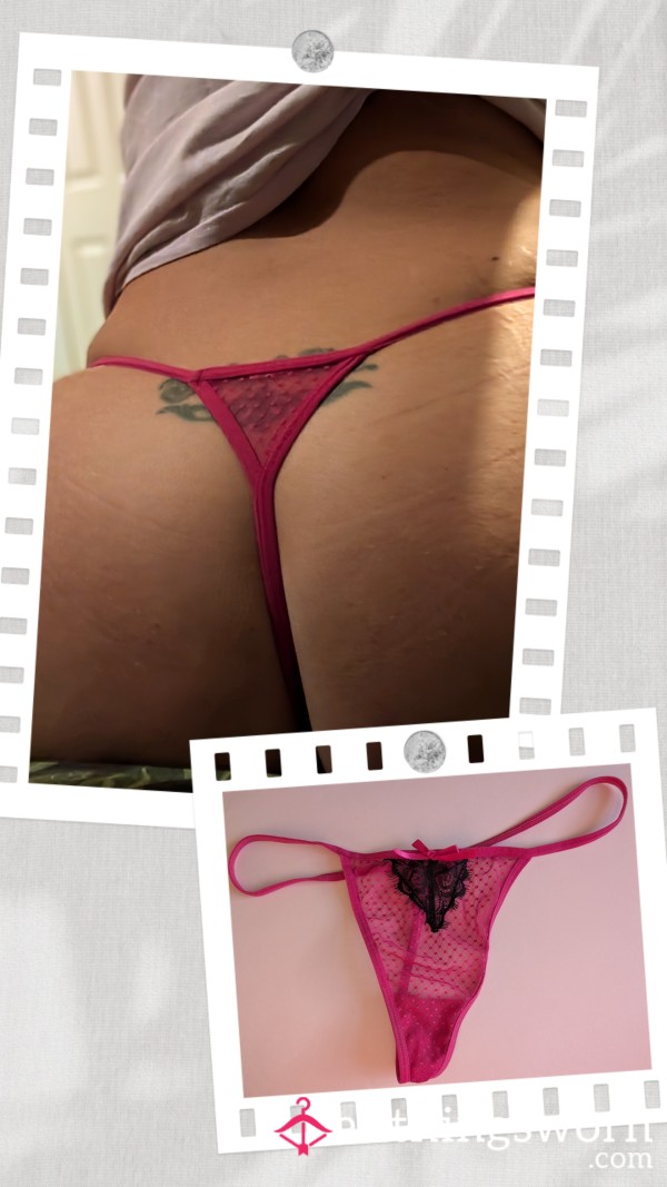 Tiny Pink Thong Worn To Your Request Size 12