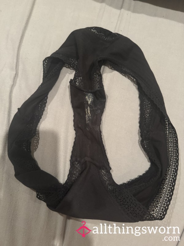 Todays Black Cotton Sticky Panties, Can Post Later Today