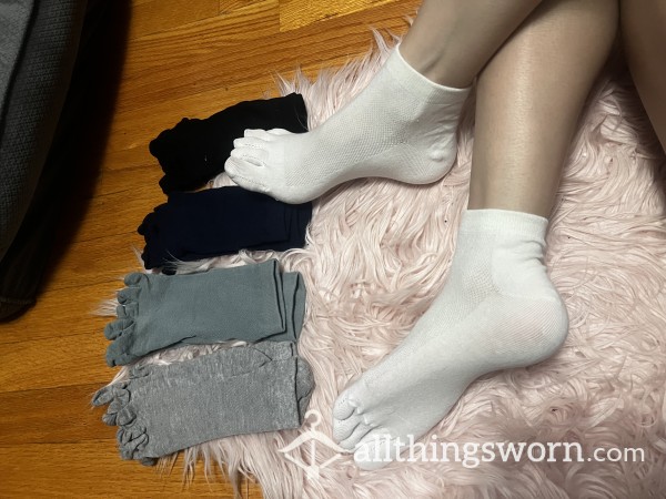 Toe Socks Solid Color Ankle Length