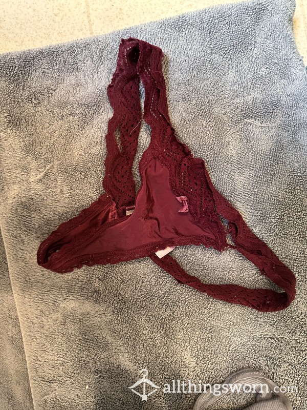 Torn Up Burgundy Thong 🥵