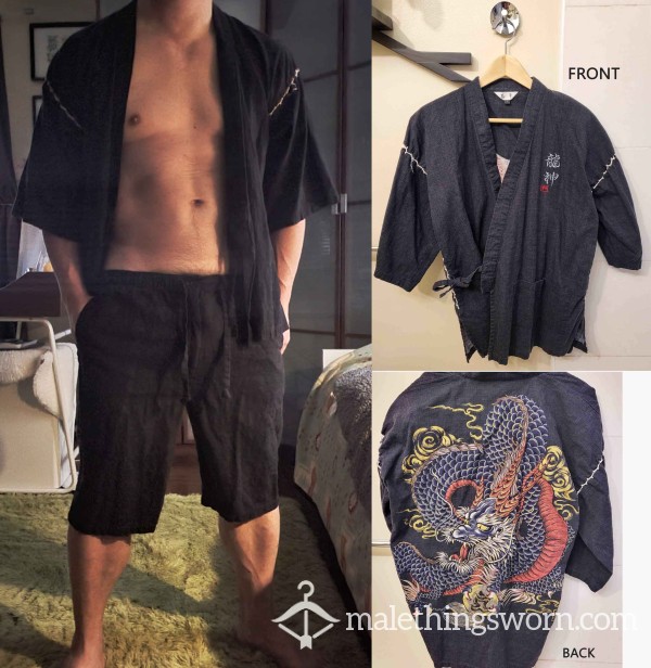 TRADITIONAL JAPANESE MEN'S JINBEI "Dragon God" KIMONO