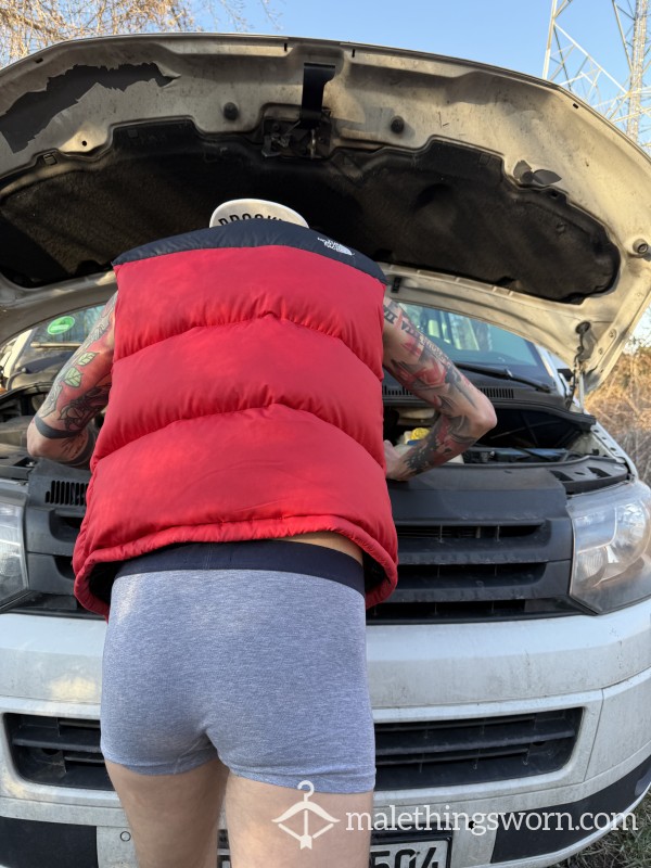 Transboy Repaired His Car In Hilfiger Underwear