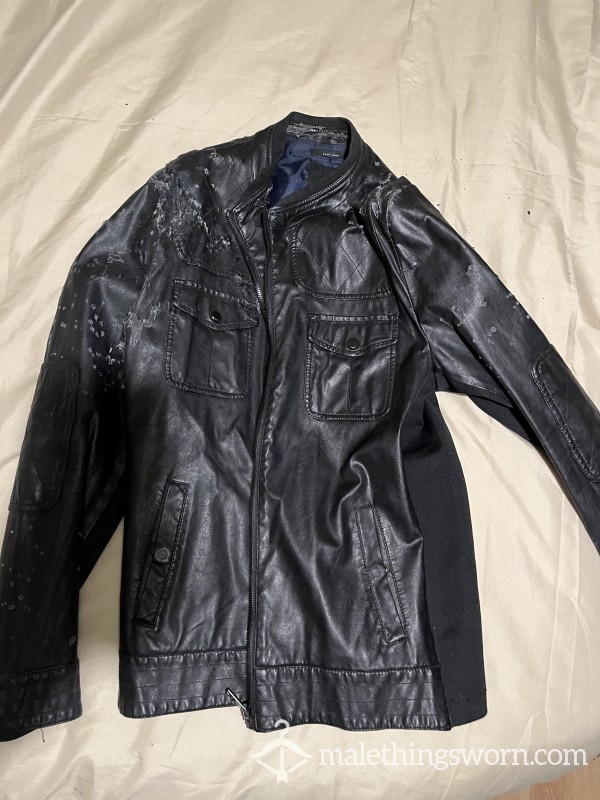 Trashed Faux Leather Jacket