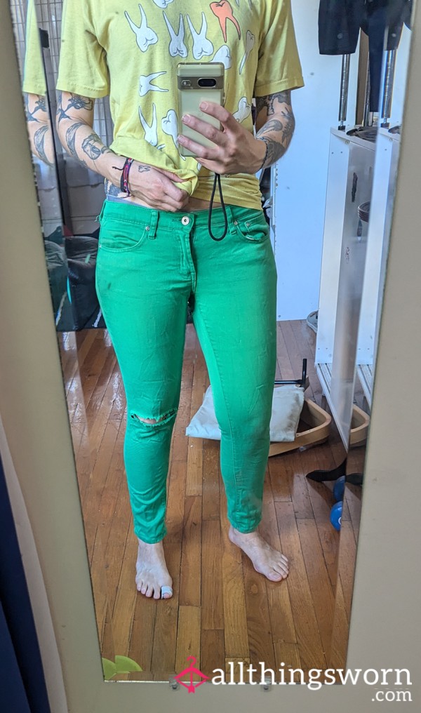 Trashed Green Jeans