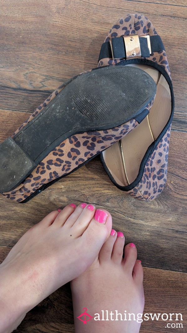 Trashed Leopard Print Size 5 Ballet Flats