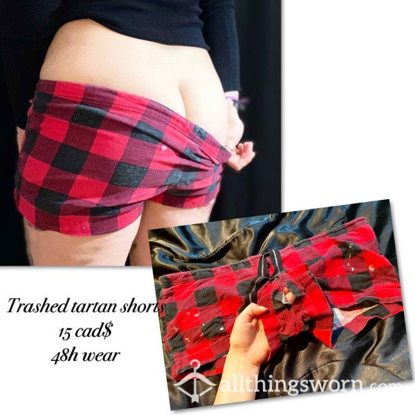 Trashed Size Large Tartan Shorts Well Worn / Used