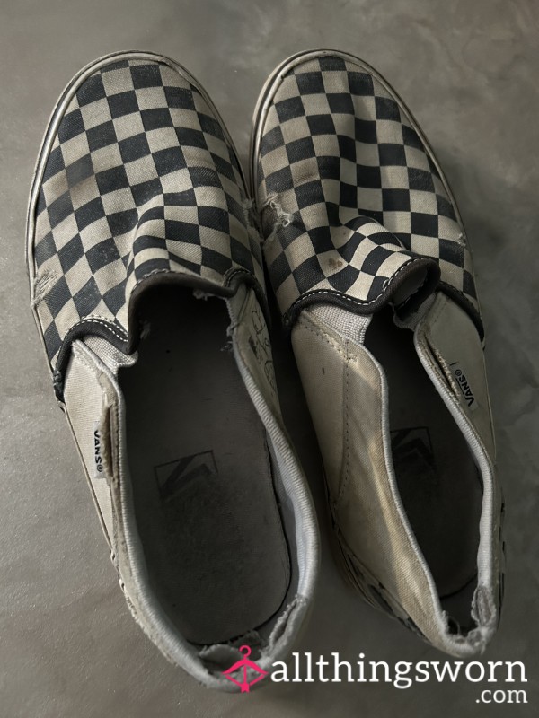 Trashed Stinky Vans Canvas Slip Ons