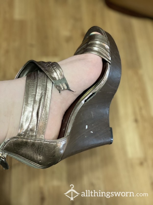 Trashed Wedge Heels